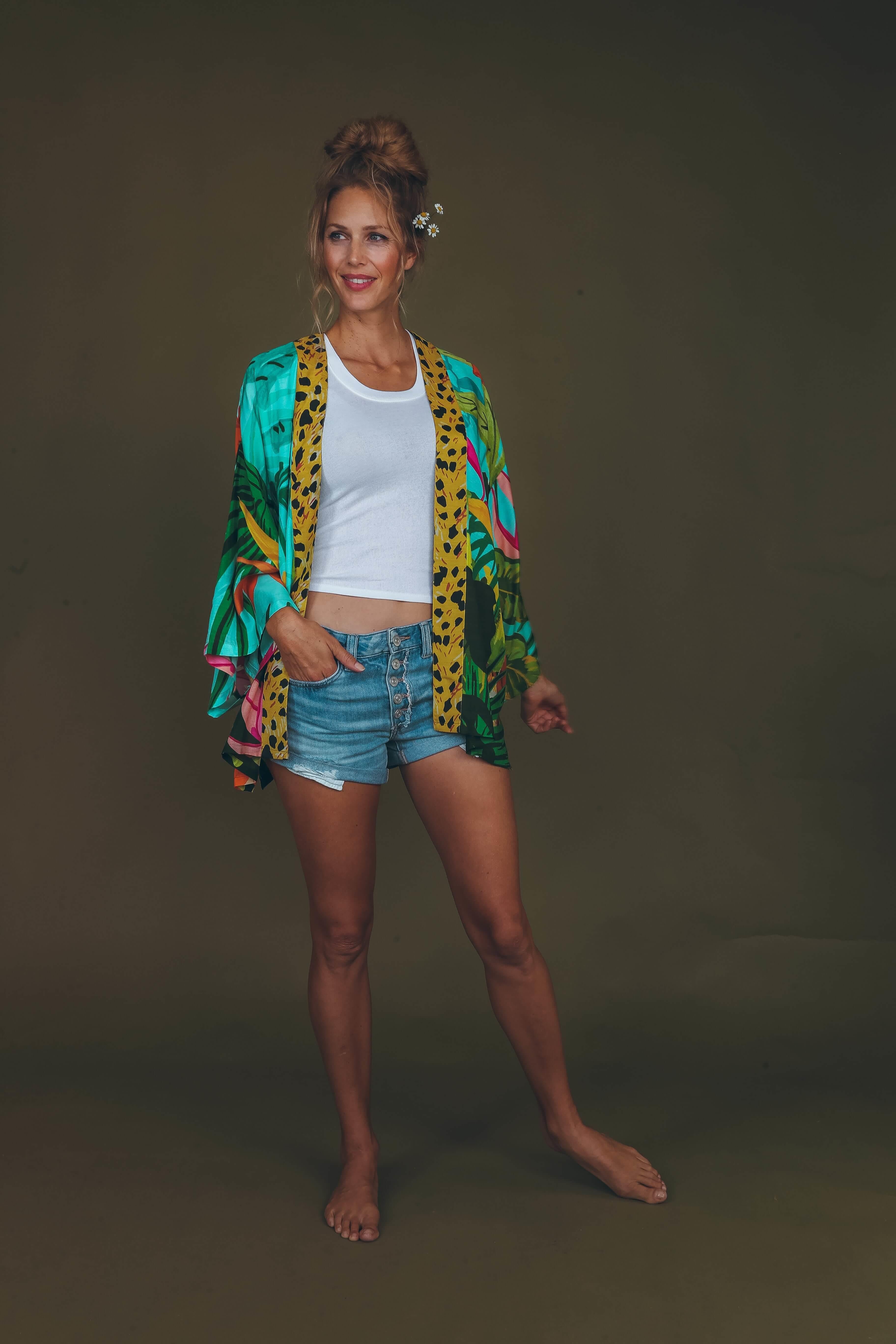 PRINTED KIMONO JACKET - Cheetah