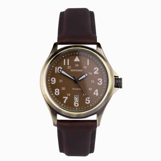 Altitude Brown Dial & Bronze Case With Brown Leather Strap Men's Watch