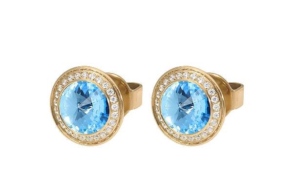 TONDO Deluxe (G/P) 9mm Aquamarine Stud