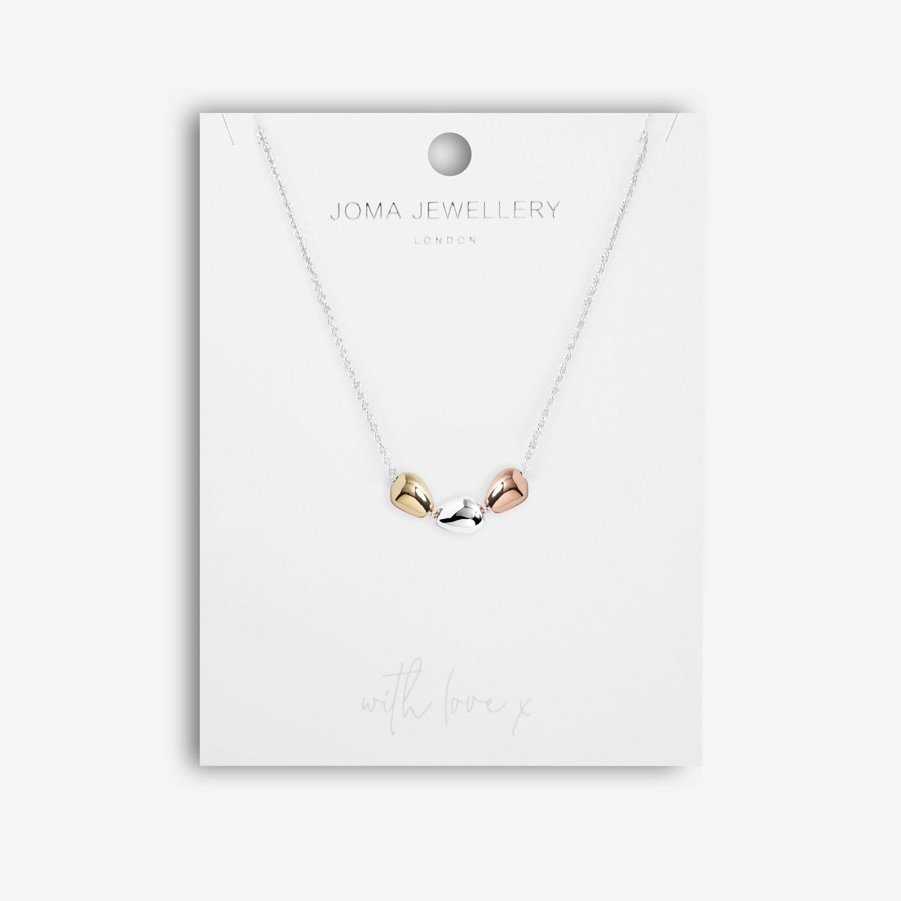 Florence | Pebble Necklace | Silver Rose Gold And Gold | Necklace | 46cm + 5cm Extender