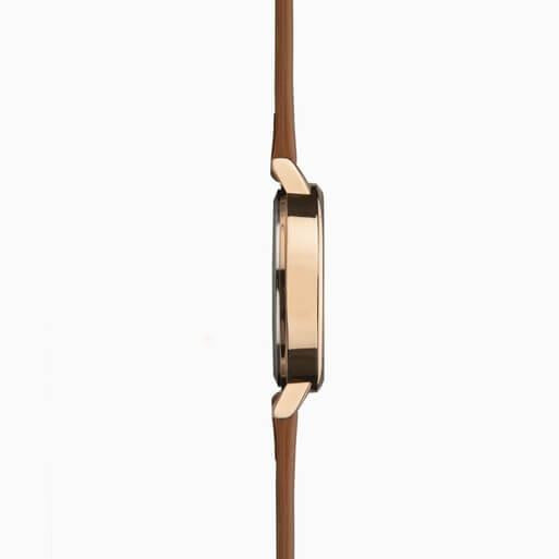 Rose Gold Case With Rose Dial & Tan PU Strap Watch