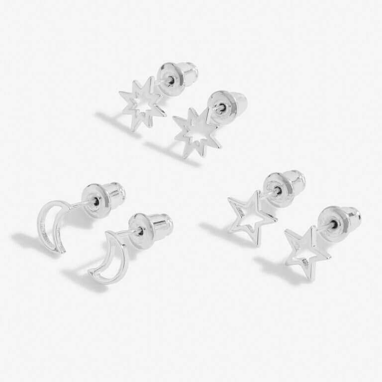 Celestial | Celestial Studs | Silver | Set Of 3 Earrings