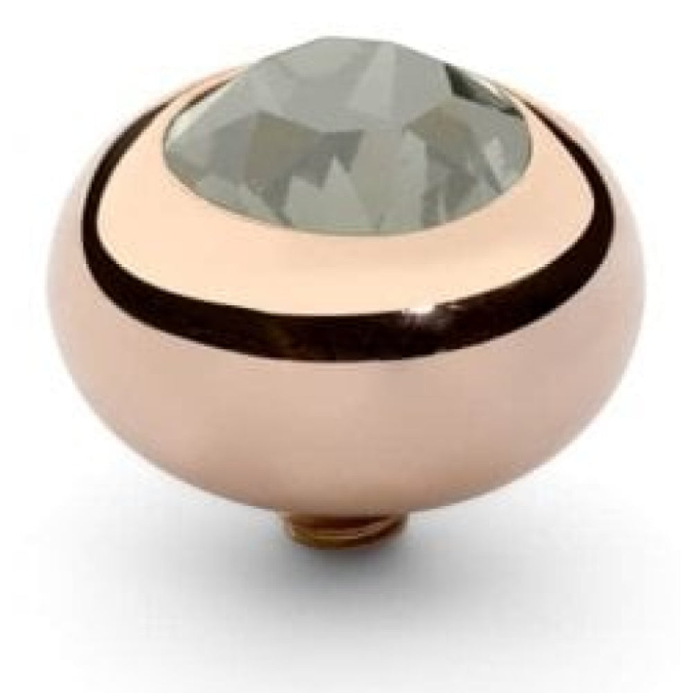 Famosa Rose Gold 10mm Tondo Ring Top Light Grey Opal