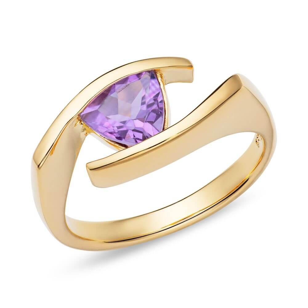Yellow Gold Plating Amethyst Ring
