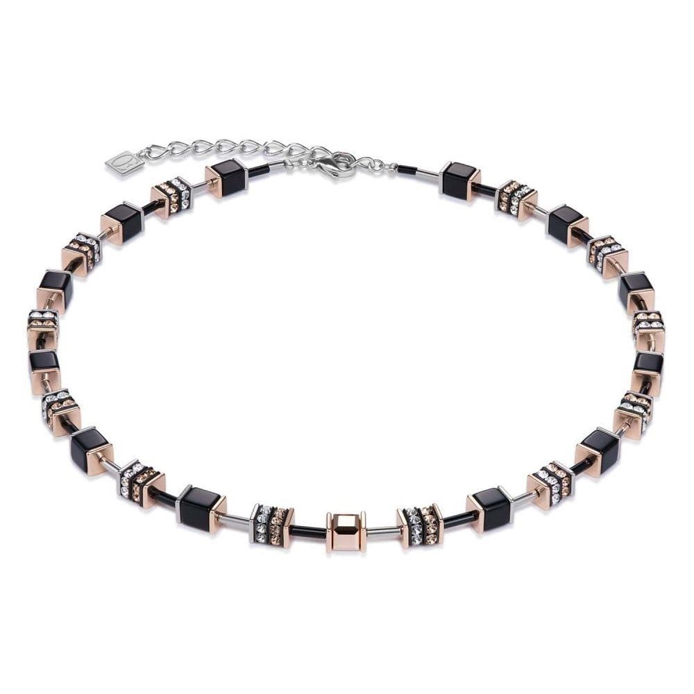 Multicolour Nature & Rose Gold Geo Cube Necklace