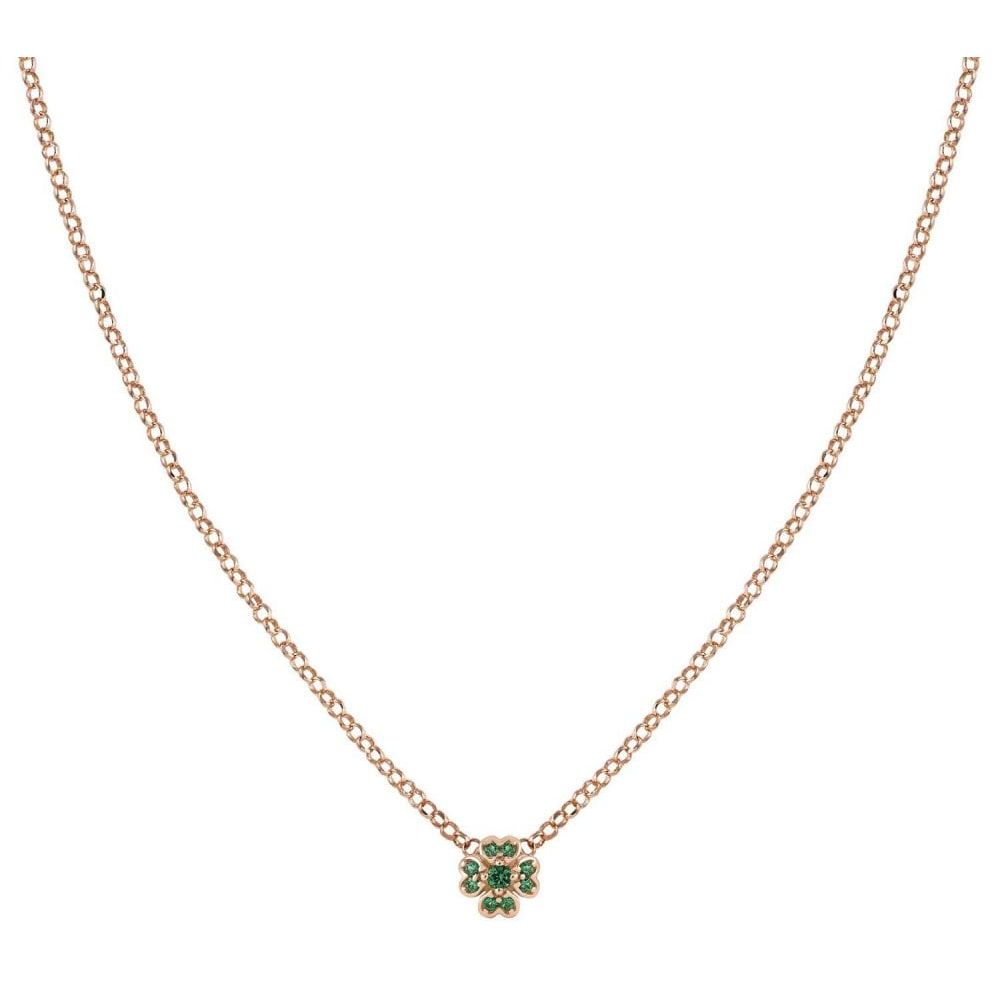 Gioie 925 Silver Necklace And Cubic Zirconia Colored (023_Rose Gold Clover)