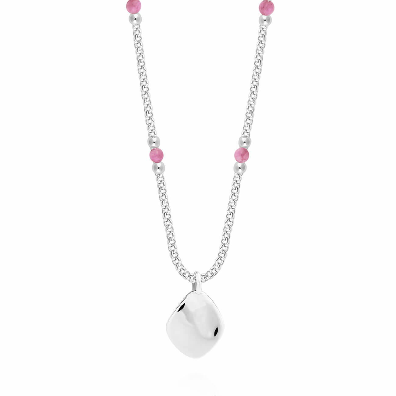 Wellness Gems | Silver | Pink Jade Necklace | 45cm + 5cm Extender