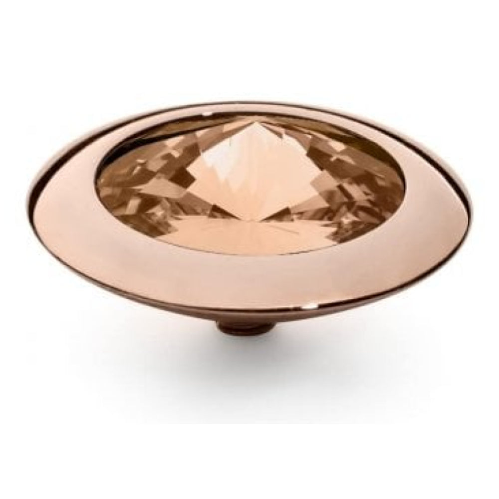 Famosa Rose Gold 16mm Tondo Ring Top Light Peach Swarovski