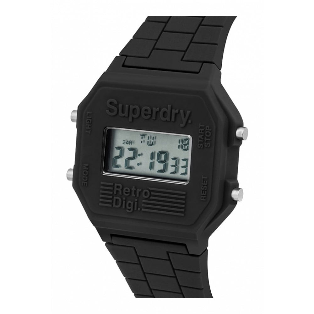 Retro Digi Dark Grey Silicone Strap Watch With Digital Display Dial
