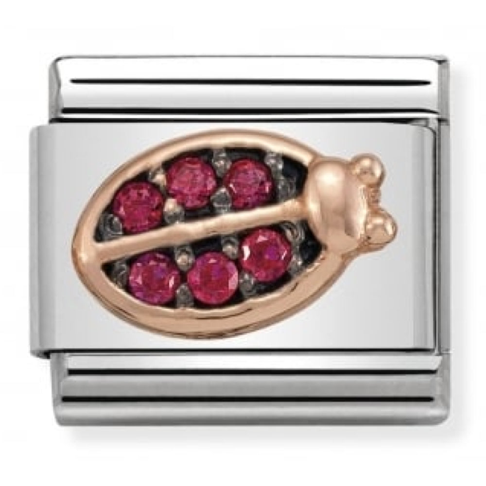Classic Red and Black CZ Rose Gold Ladybug