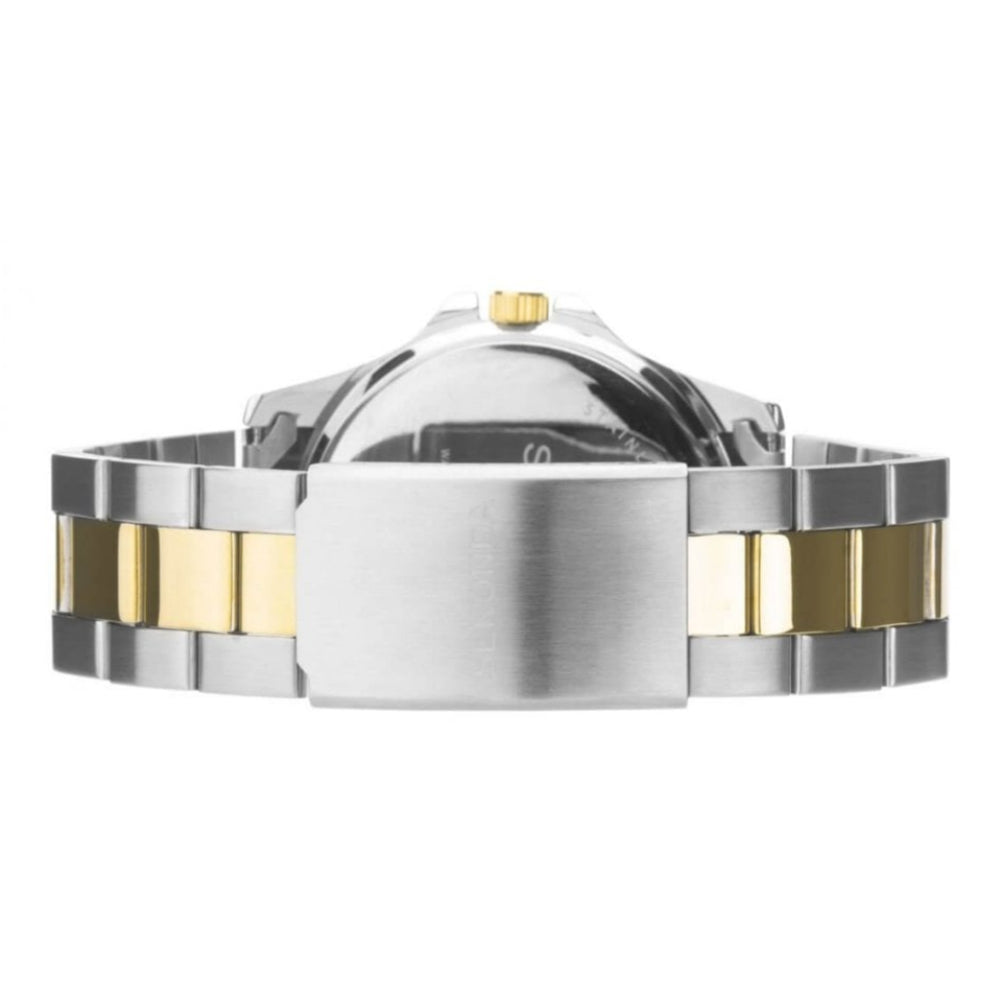 Stainless Steel Case With Patterned Blue Dial & Two Tone Bracelet Strap Gents Watch