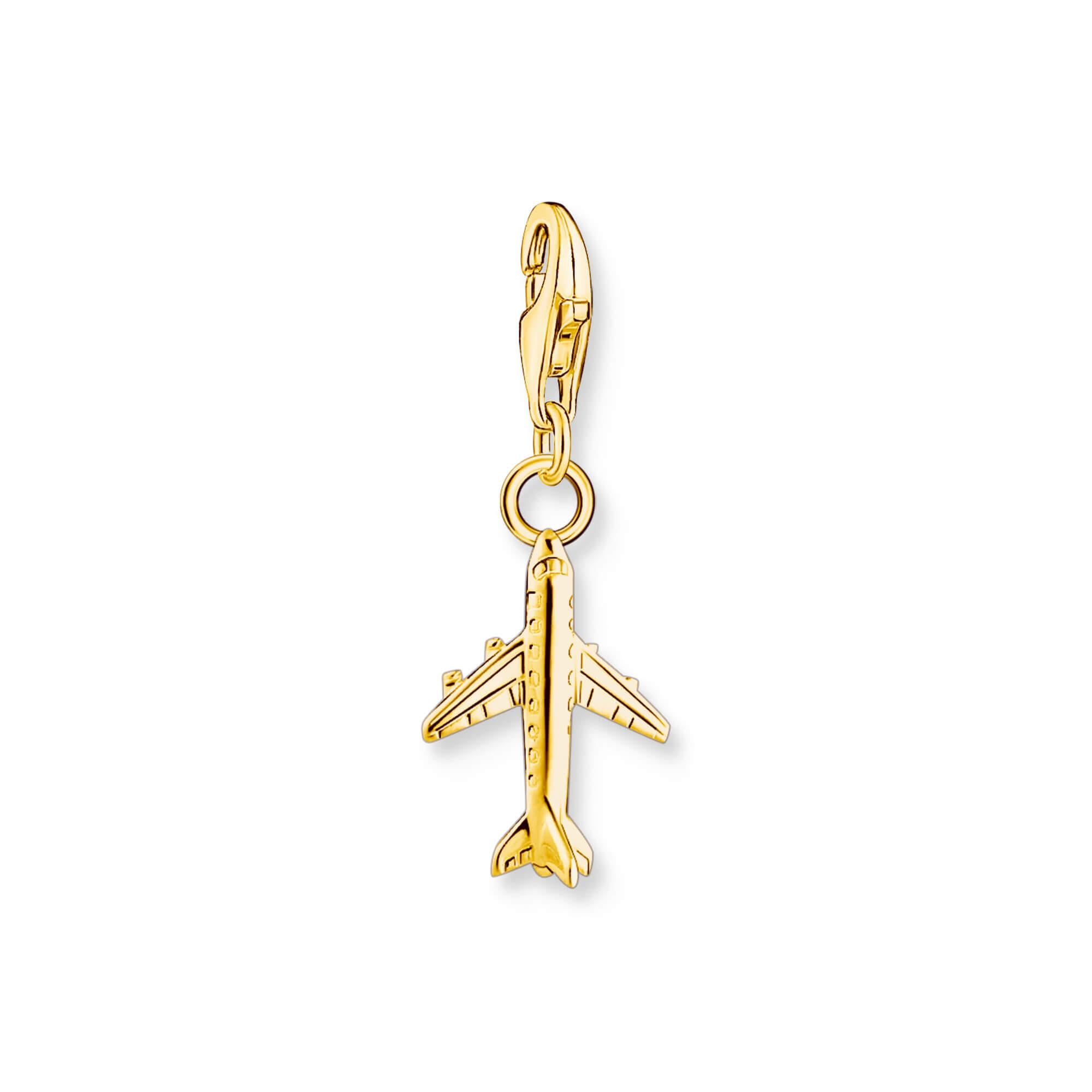 Gold Plated Aeroplane Charm Pendant
