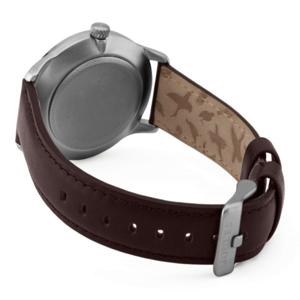 Brown Leather Strap Matte Cream Dial Gents Watch