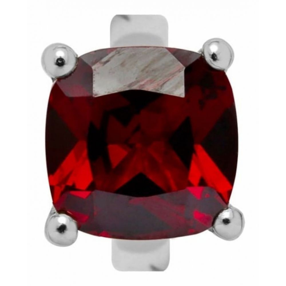 Red Square Crystal Sterling Silver Charm