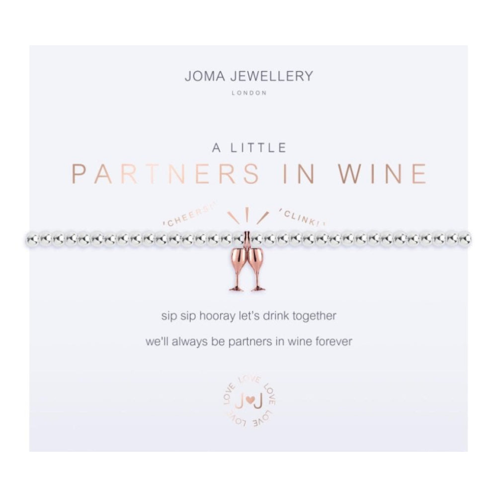 A Little - Partners In Wine - Silver/Rose Gold- 17.5cm Stretch Bracelet