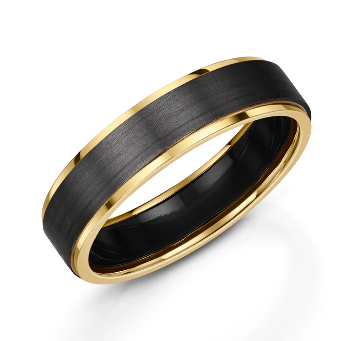 Matt Black Zirconium & 9ct Yellow Gold 5.5mm Ring