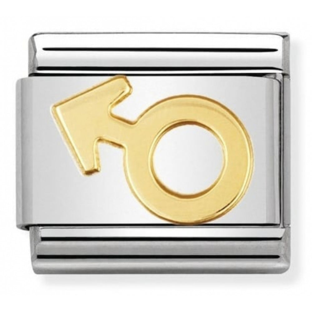 Classic Male Symbol In Stainless Steel With 18k Gold Charm