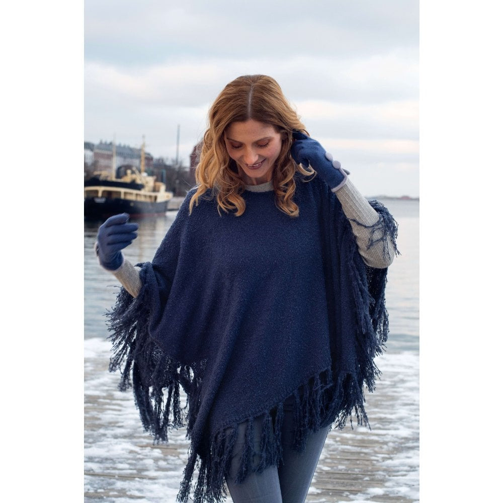 Tara Tassles Poncho - Navy