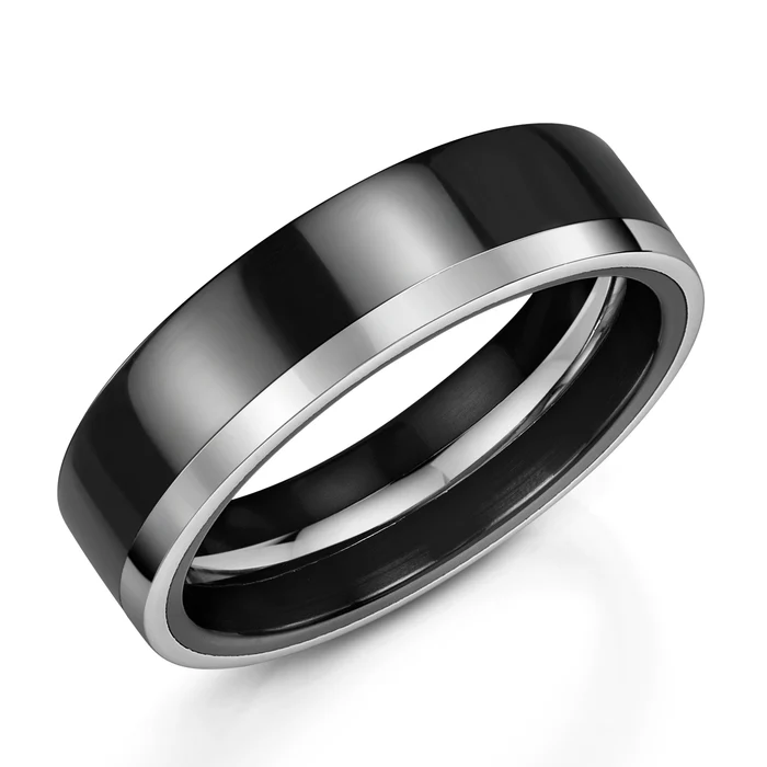 Black Zirconium & Platinum Ring