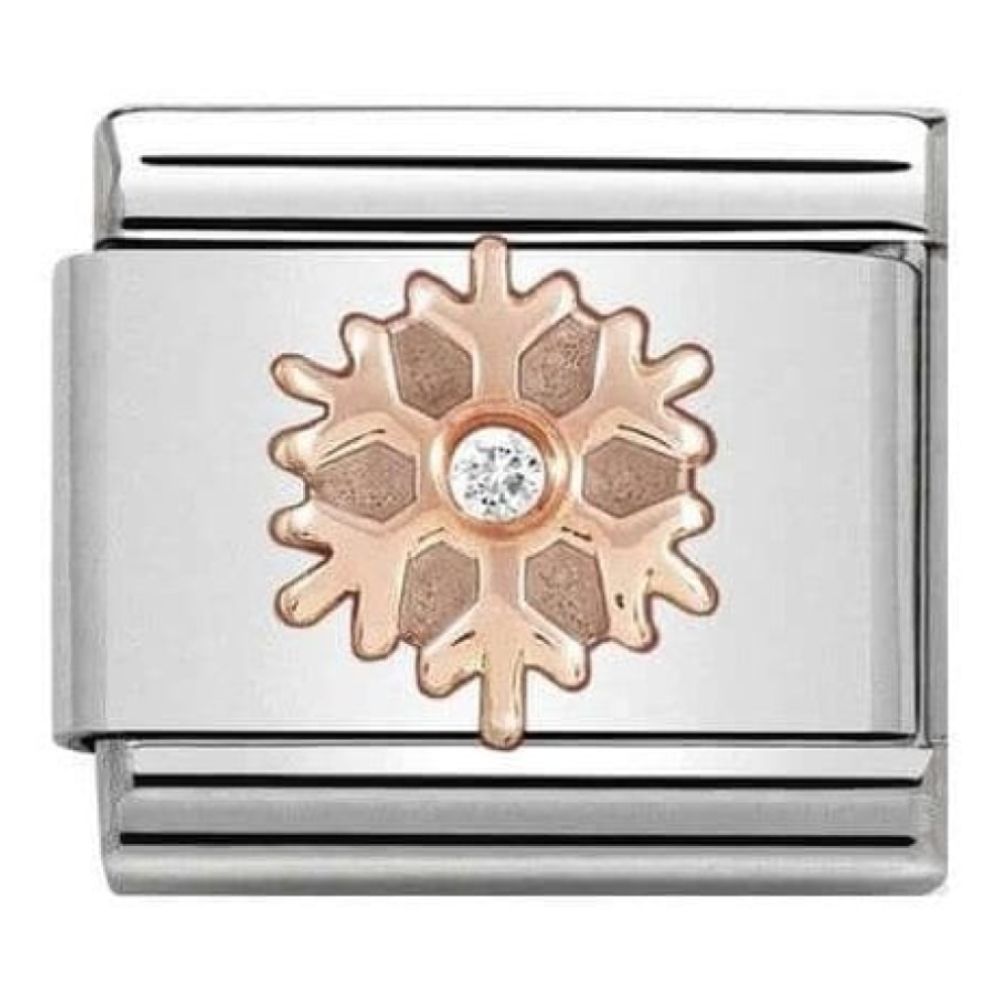 Classic Symbols Link Snowflake CZ 9k Rose Gold