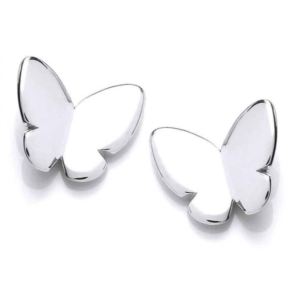 Simple Silver Butterfly Stud Earrings