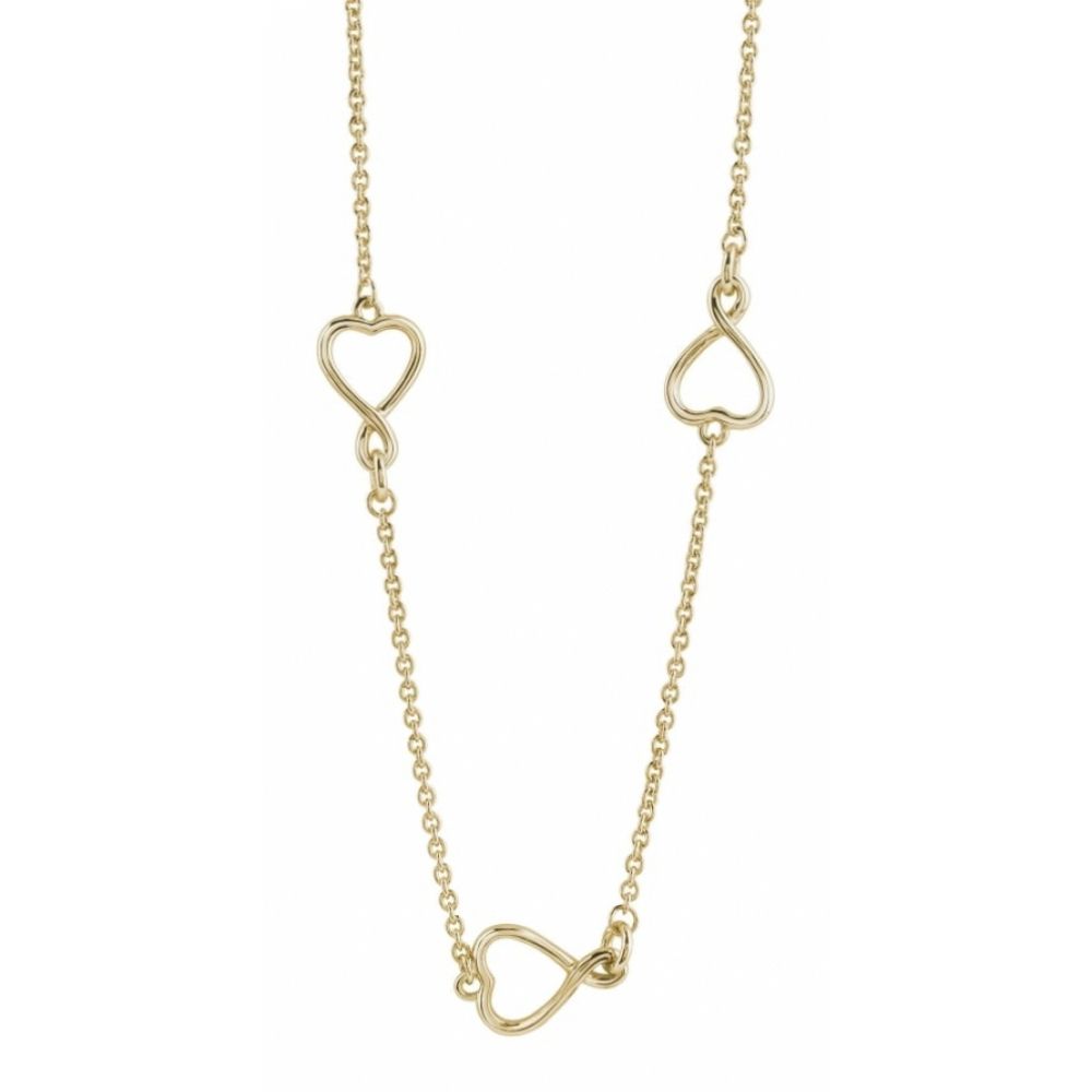 Gold Plated 3 Open Twist Heart Necklace