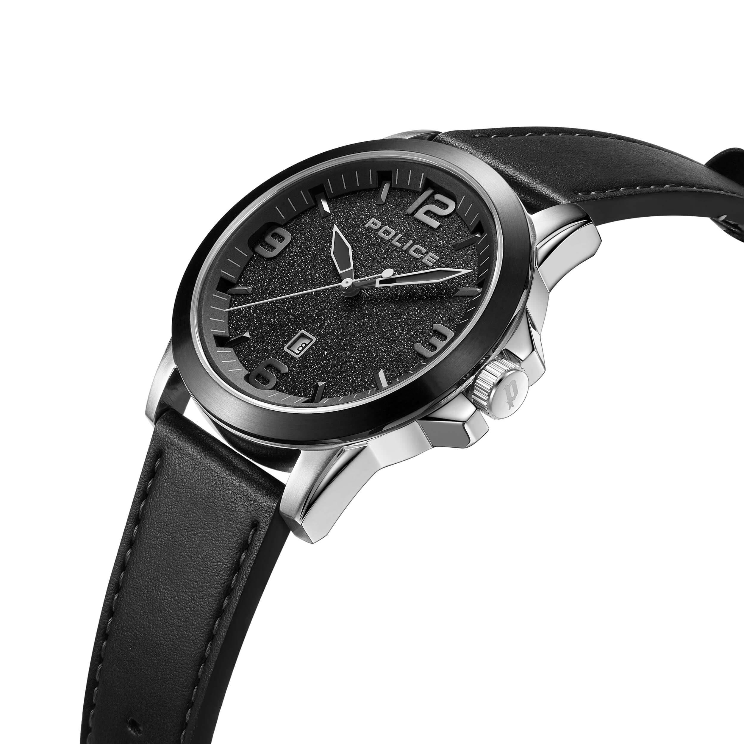 CLIFF Black Dial With Black Leather Strap Watch