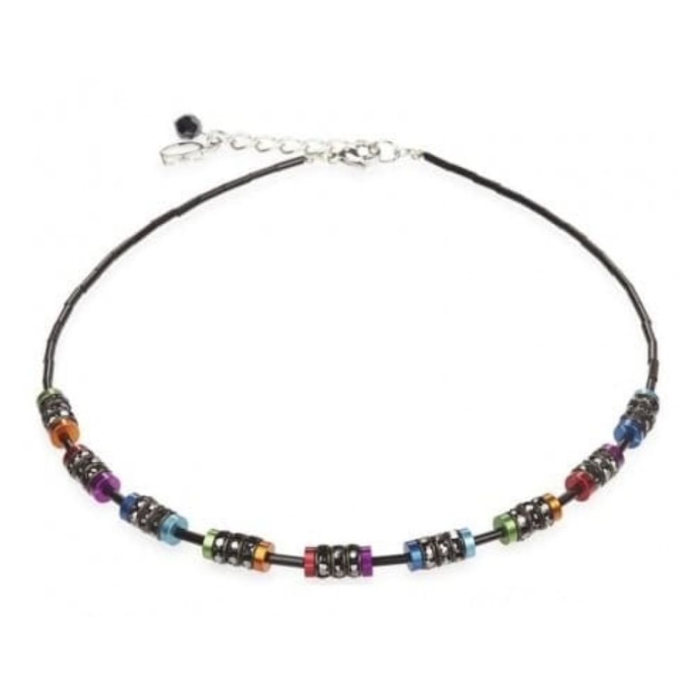 Ladies Multicoloured Diamond-Cut Alluminium Cubed Necklace