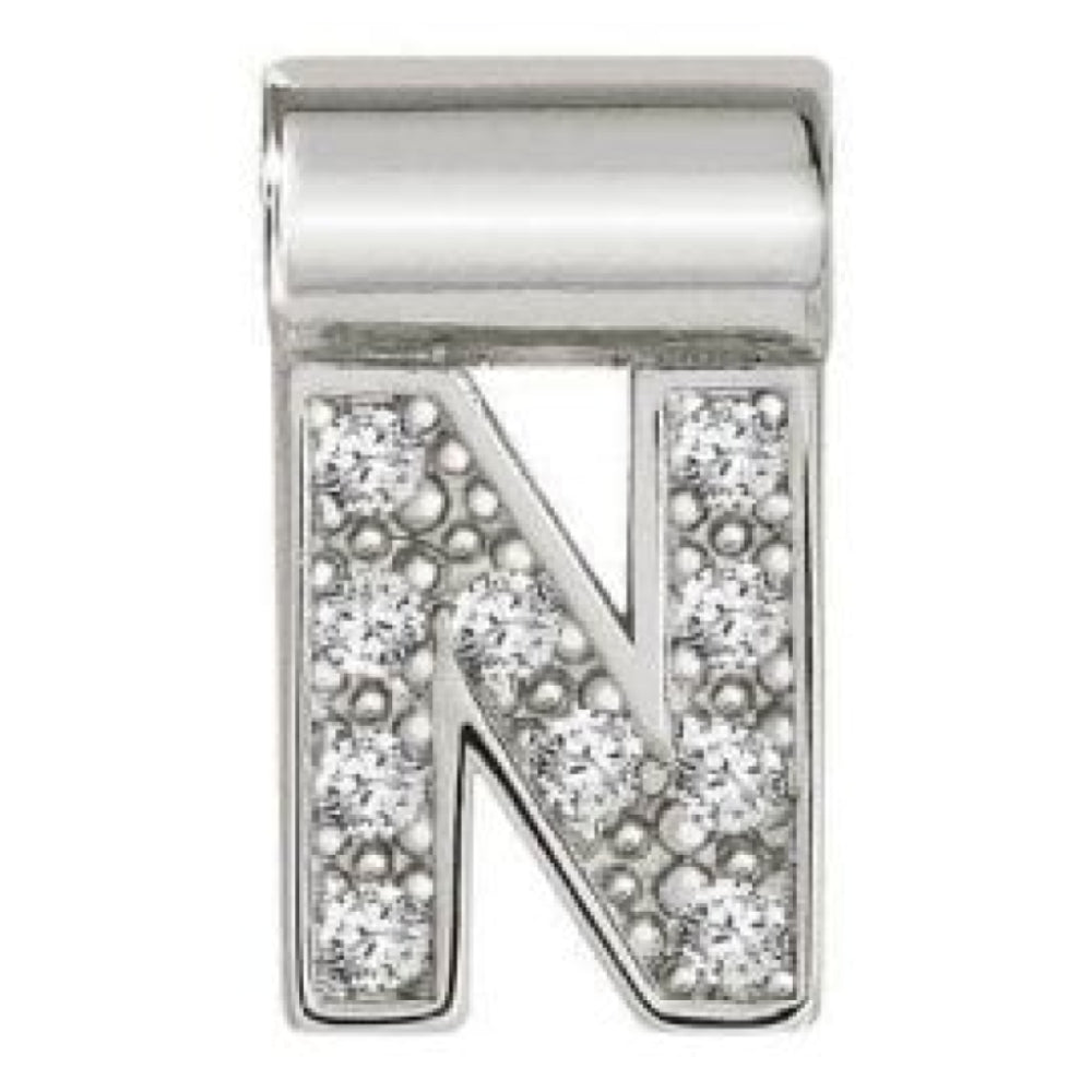 Seimia Silver Cubic Zirconia Letter N Charm