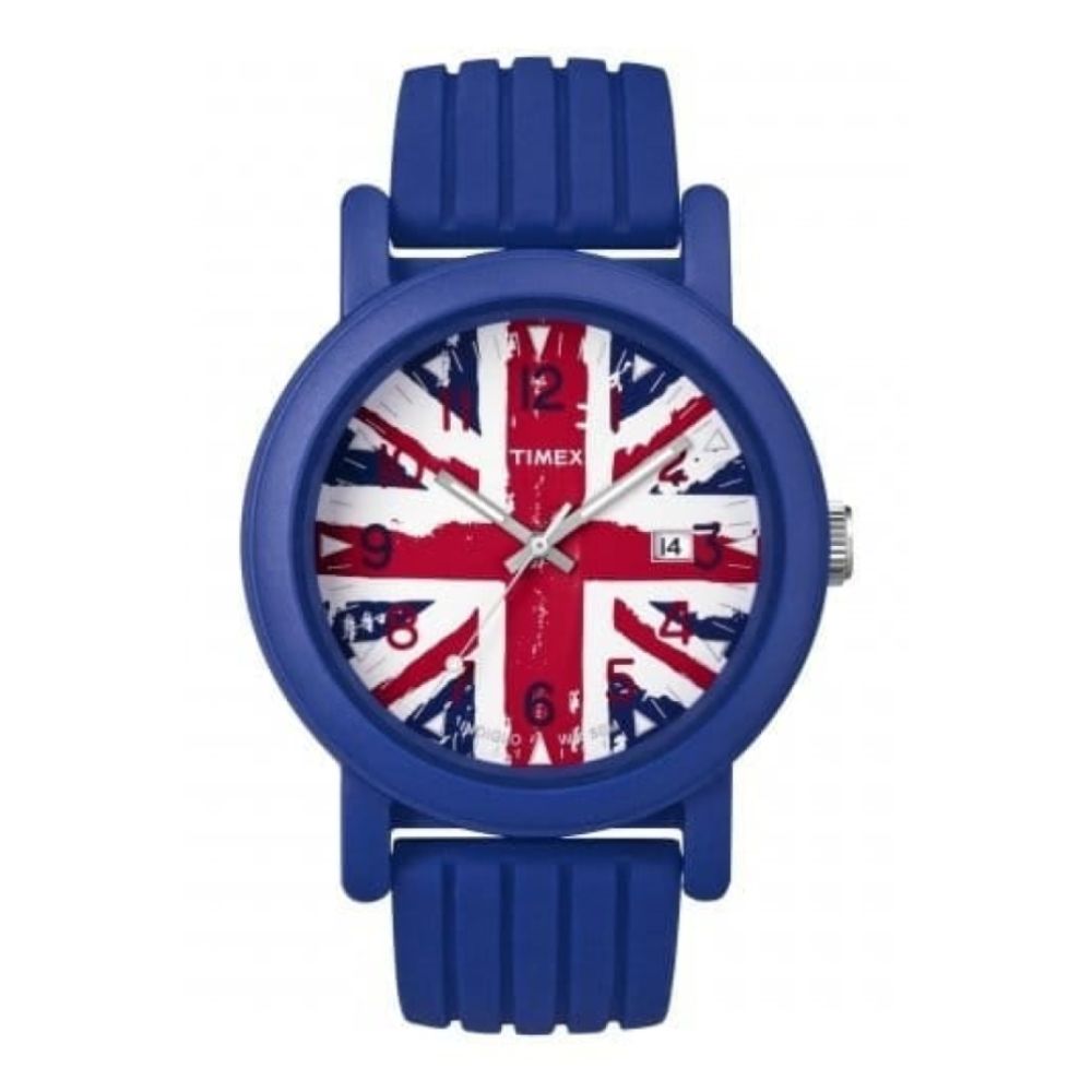 Unisex Camper Blue Rubber Union Jack Strap Watch