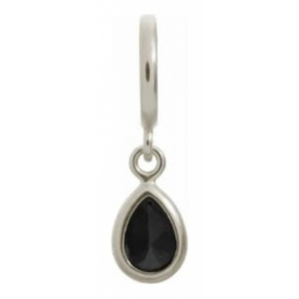 Black CZ Drop Sterling Silver Charm
