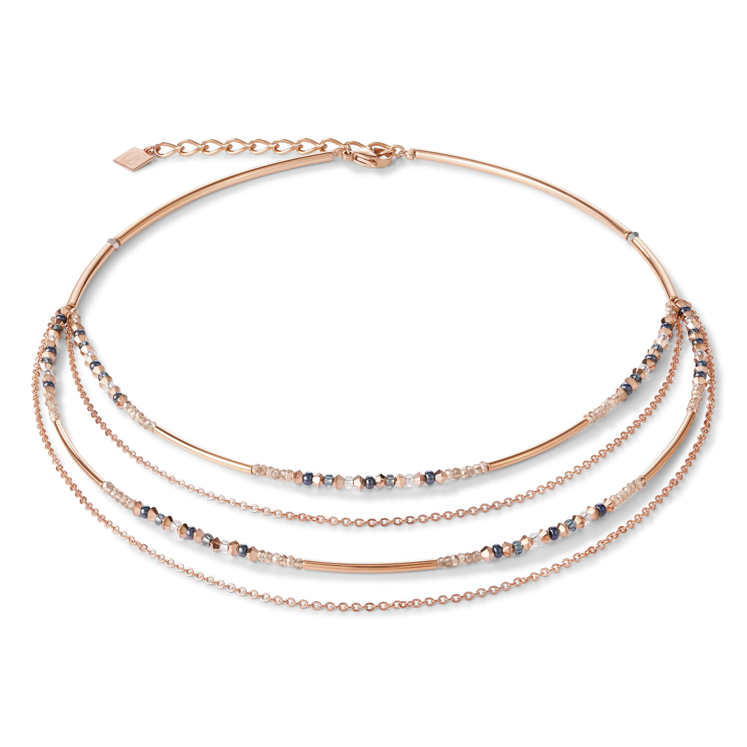 Fine Waterfall Rose Gold & Grey Necklace