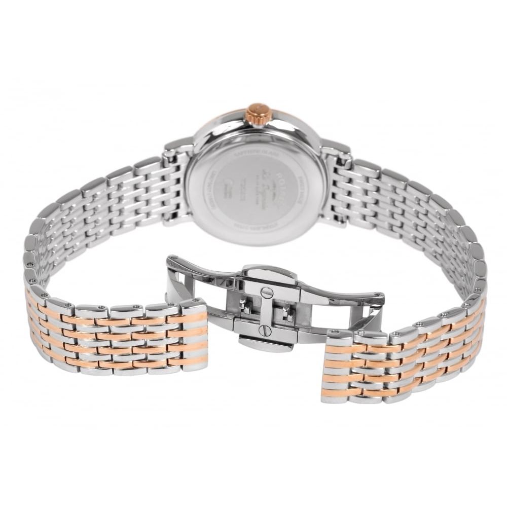 Rose Gold Plated Stainless Steel Date Window Ladies Wristwatch
