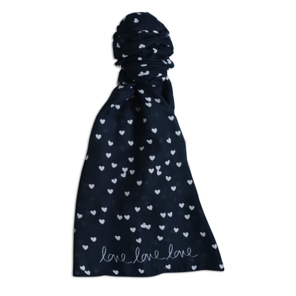 SENTIMENT SCARF - LOVE LOVE LOVE - navy - 184x86cm