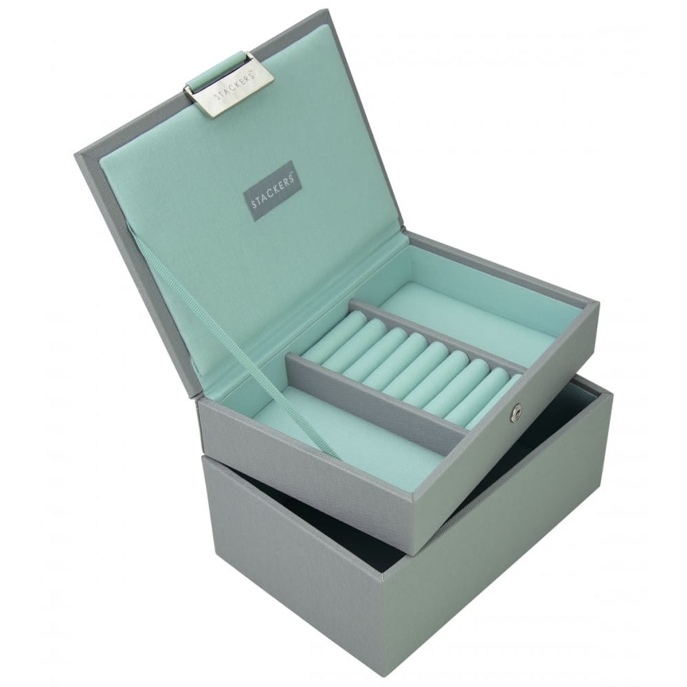 Dove Grey & Mint Set Of 2 Mini Stackers