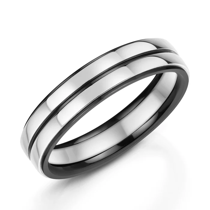 Black Zirconium & Platinum 5.5mm Ring