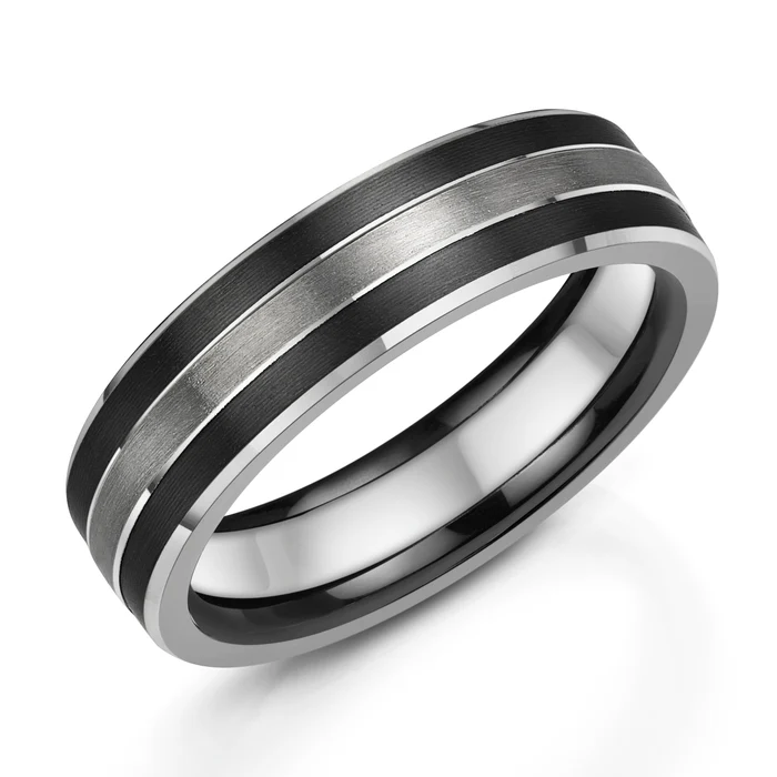Black Zirconium & Platinum 6mm Ring