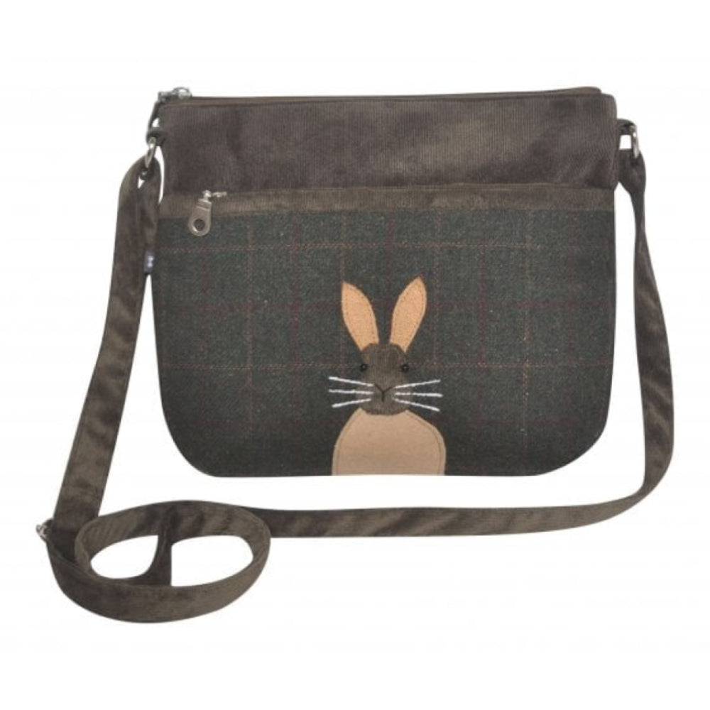 Brown Cord Applique Messenger Bag