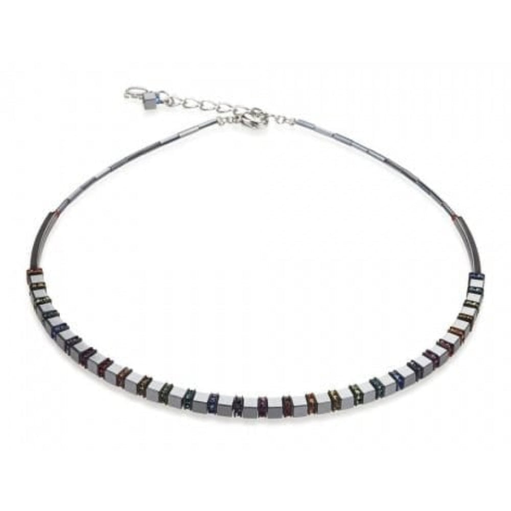Ladies Hematite Multicoloured Swarovski Elements Rhinestone Necklace