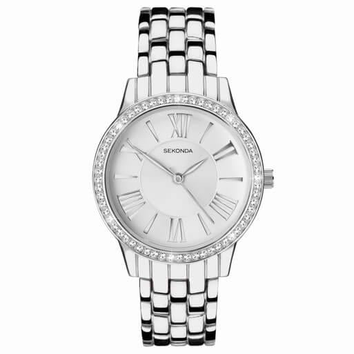 Charlotte Silver Dial With Silver Case & Alloy Bracelet Strap Ladies Watch