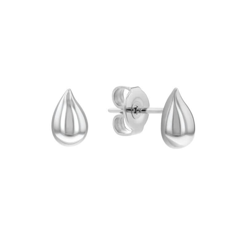 Sculptured Drops Stainless Steel Stud Earrings