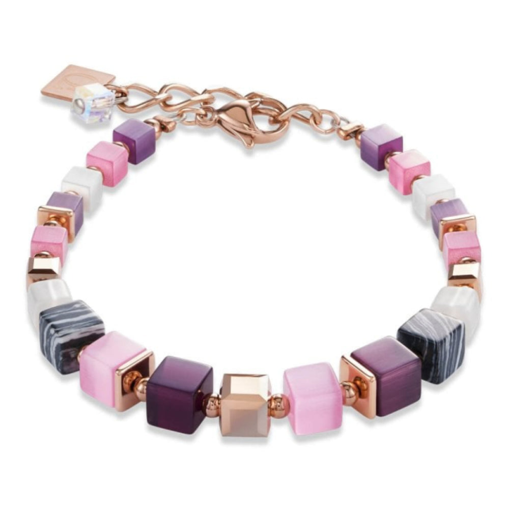 Rose-Purple Geo Cube Bracelet