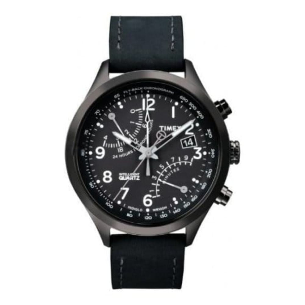 Gents IQ Leather Fly Back Quartz Chronograph & Tachymeter Watch