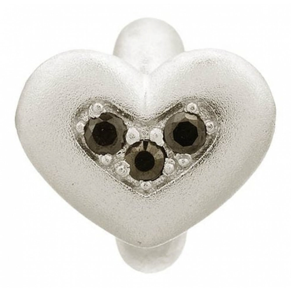 Black CZ Sterling Silver Heart Charm