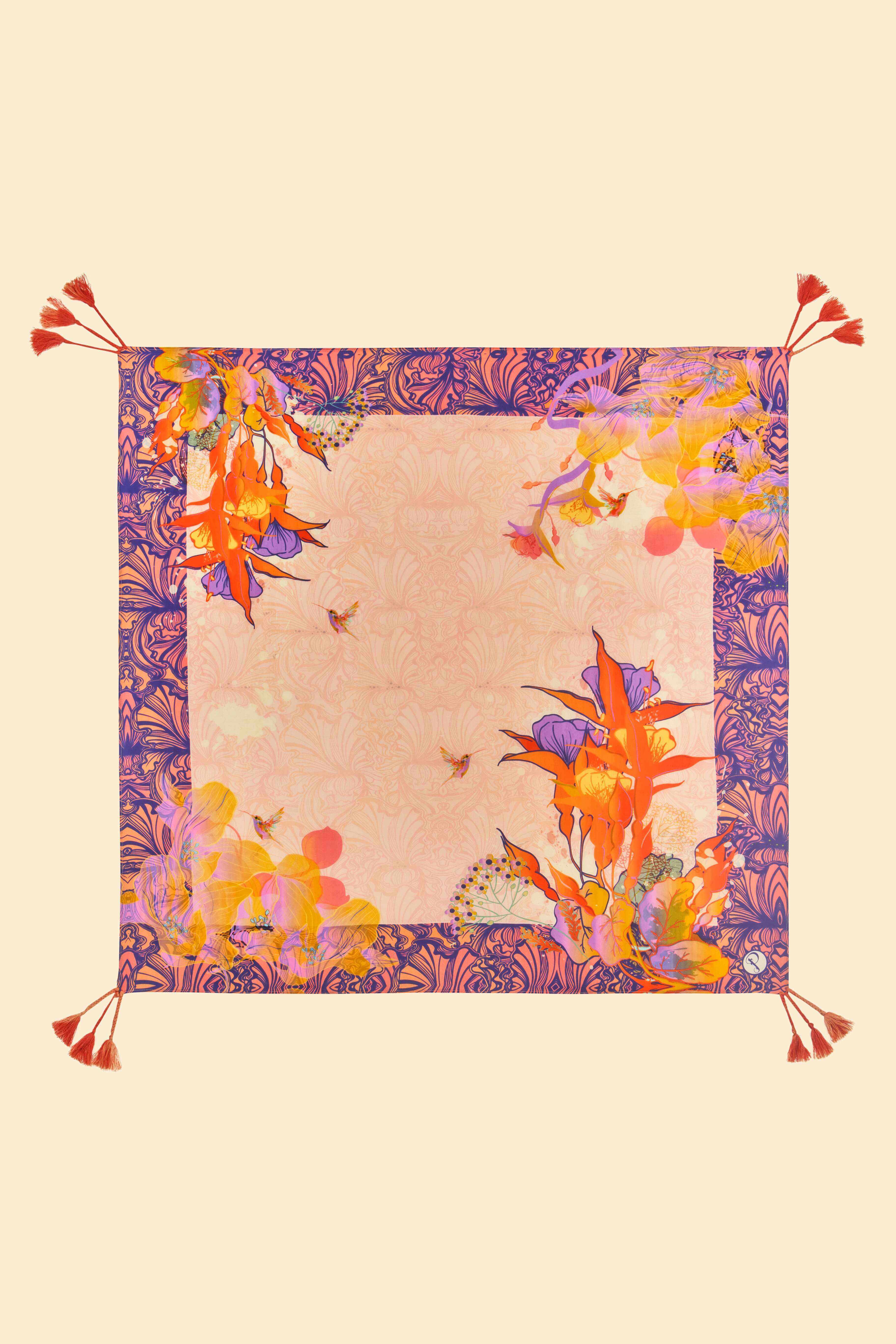 Tropical Hummingbird Silk Scarf