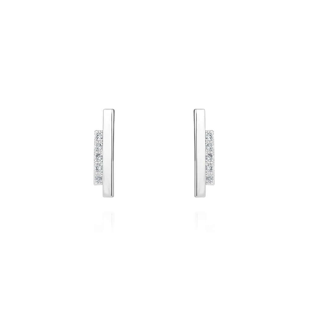 Adeline | Silver | Pave Bar | Earrings