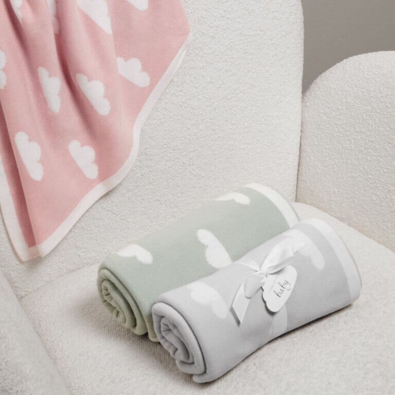 Printed Baby Blanket Cloud Grey / Off White