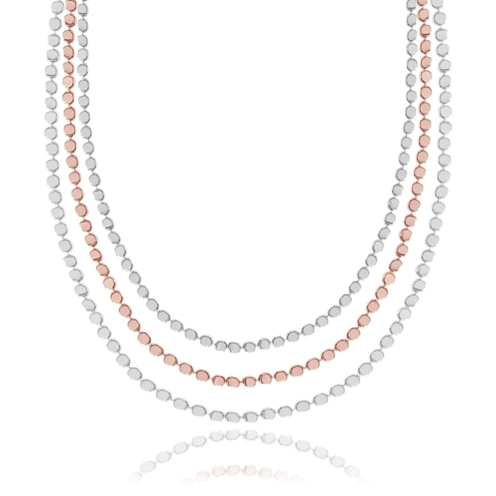 PRETTY PEBBLES - Silver & Rose Gold Layered Chains - Necklace
