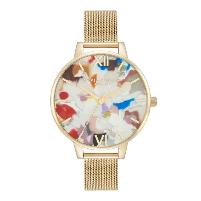Pop Art Demi Dial, Orchid Eco Vegan & Pale Gold Mesh Watch Strap Gift Set