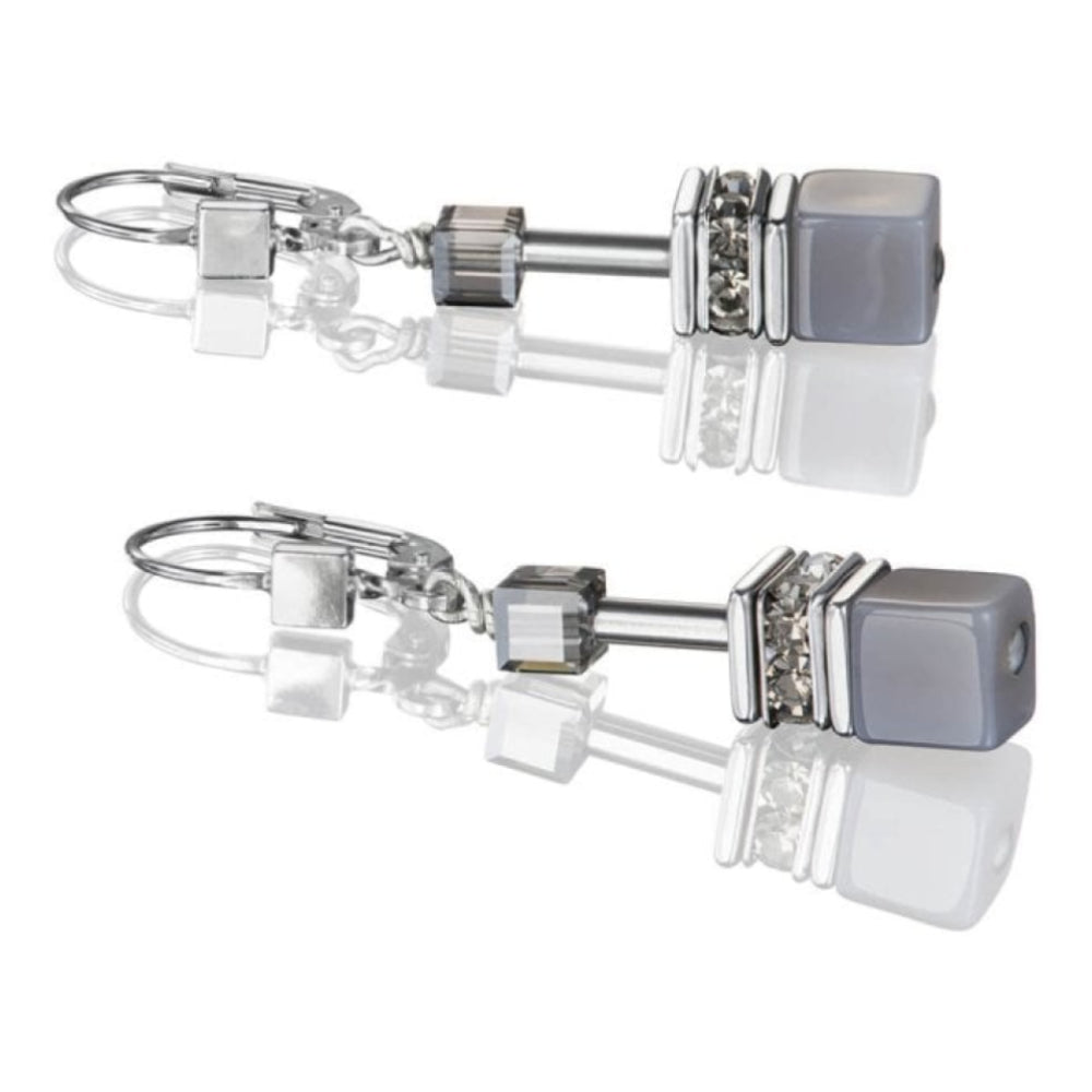 Geo Cube Light Grey Pierced Earrings